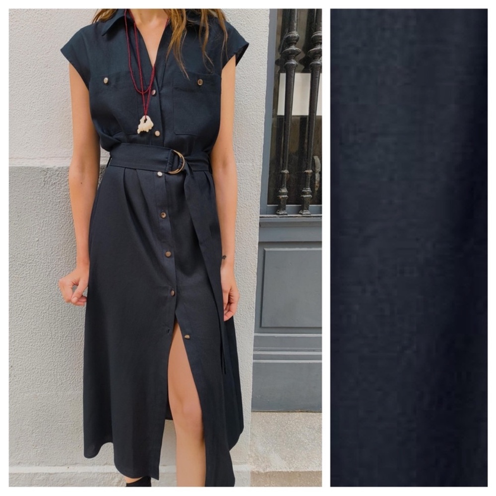 Chic navy Button-Down Midi Dress